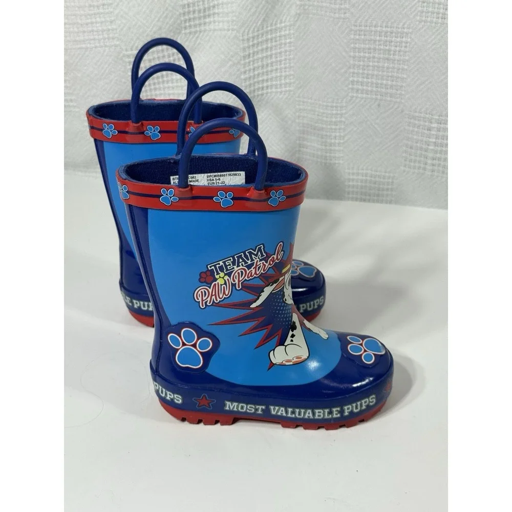 Paw Patrol Toddler Rain Boots Size 5-6 Blue Red Rubber
